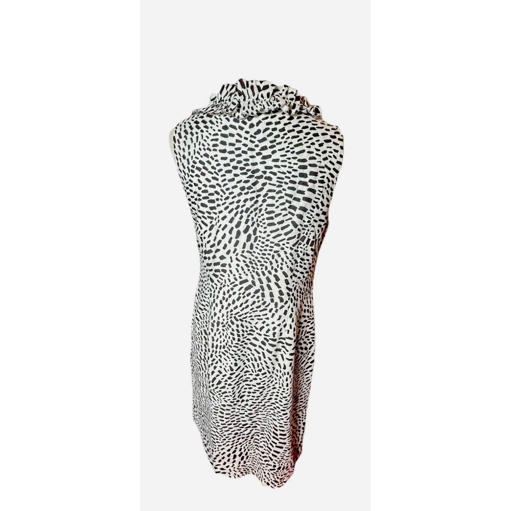 Kate Spade NY Med Abstract Animal‎ Spot Print Sleeveless Ruffle Neck Lined Dress - Picture 2 of 6